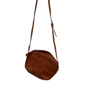 J.Crew Bags Womens Brown Leather Top Zip Inner Pocket Adjustable Strap Crossbody